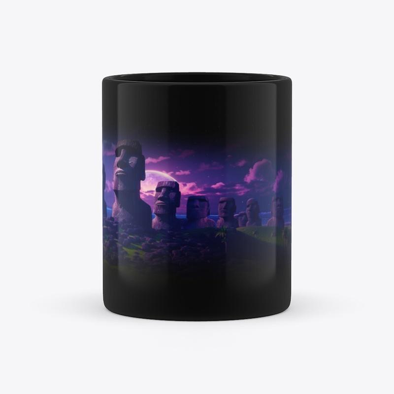 Moai Statues of Easter Island Black Mug